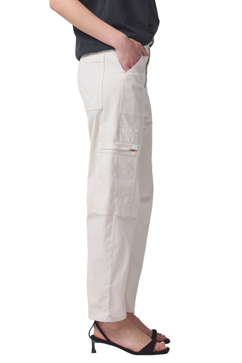 Marcelle Low Rise Barrel Organic Cotton Cargo Pants, Alternate, color, OYSTERETTE