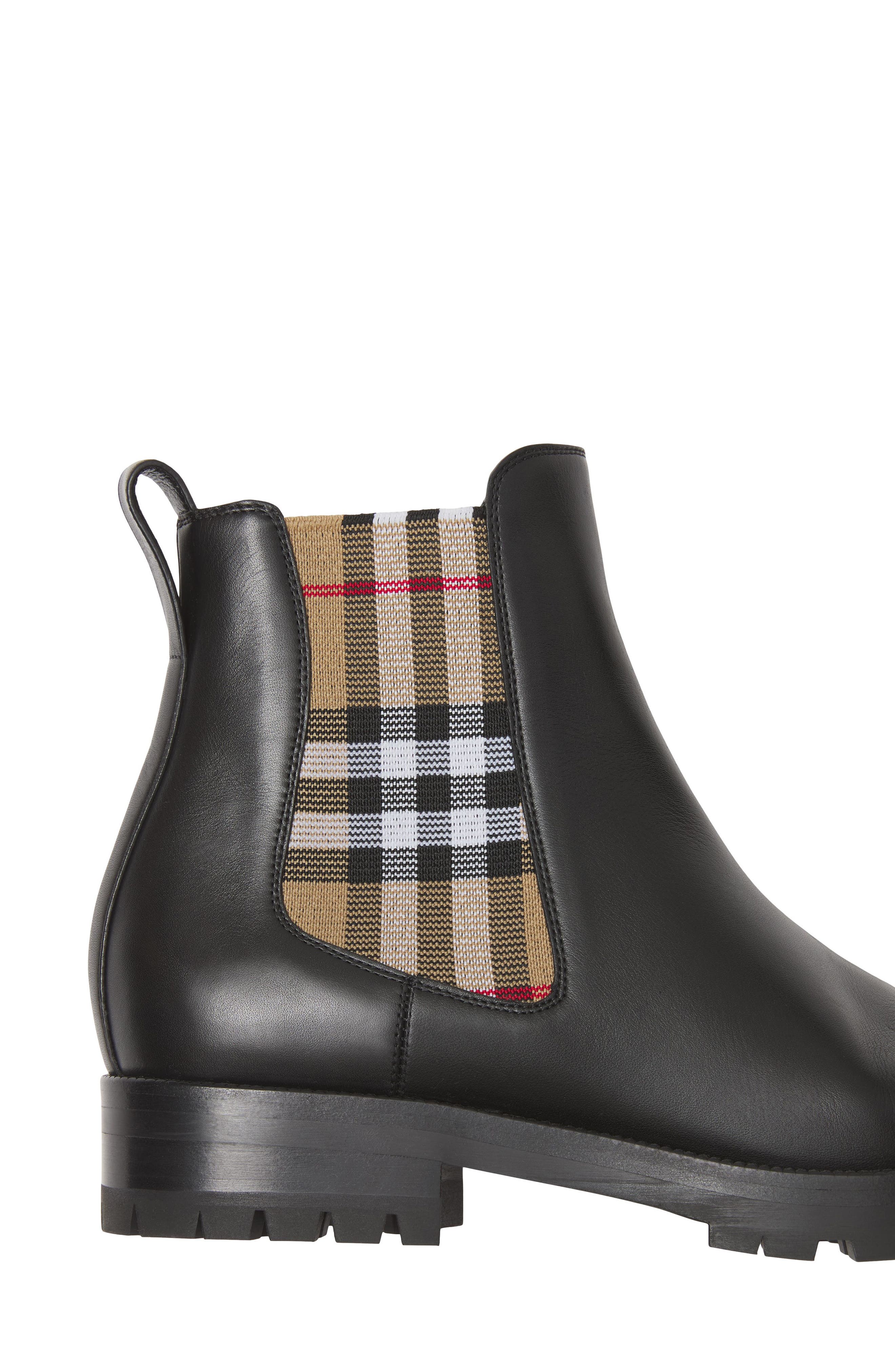 Burberry Allostock Check Chelsea Boot, Alternate, color, Black