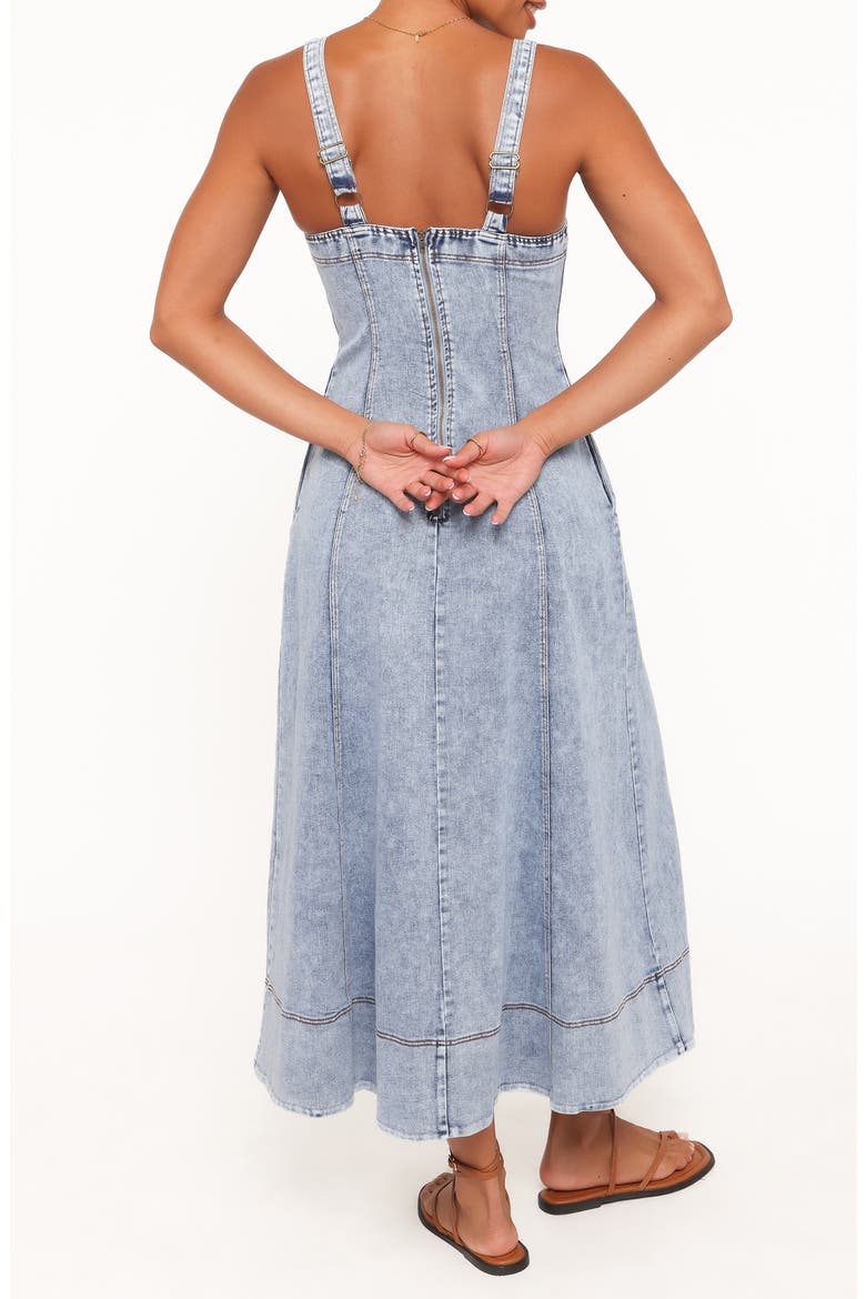 Katie Button Front Maxi Dress, Alternate, color, MED DENIM