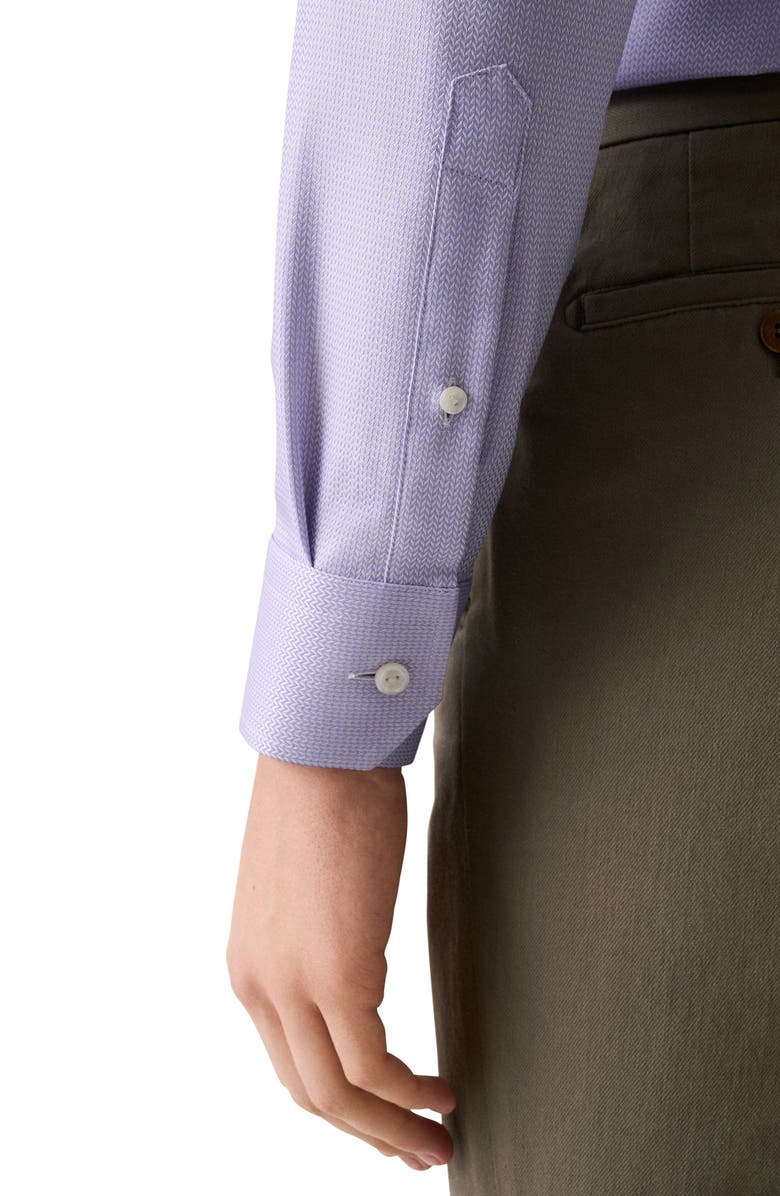 Eton Contemporary Fit Herringbone Dress Shirt, Alternate, color, Light Purple