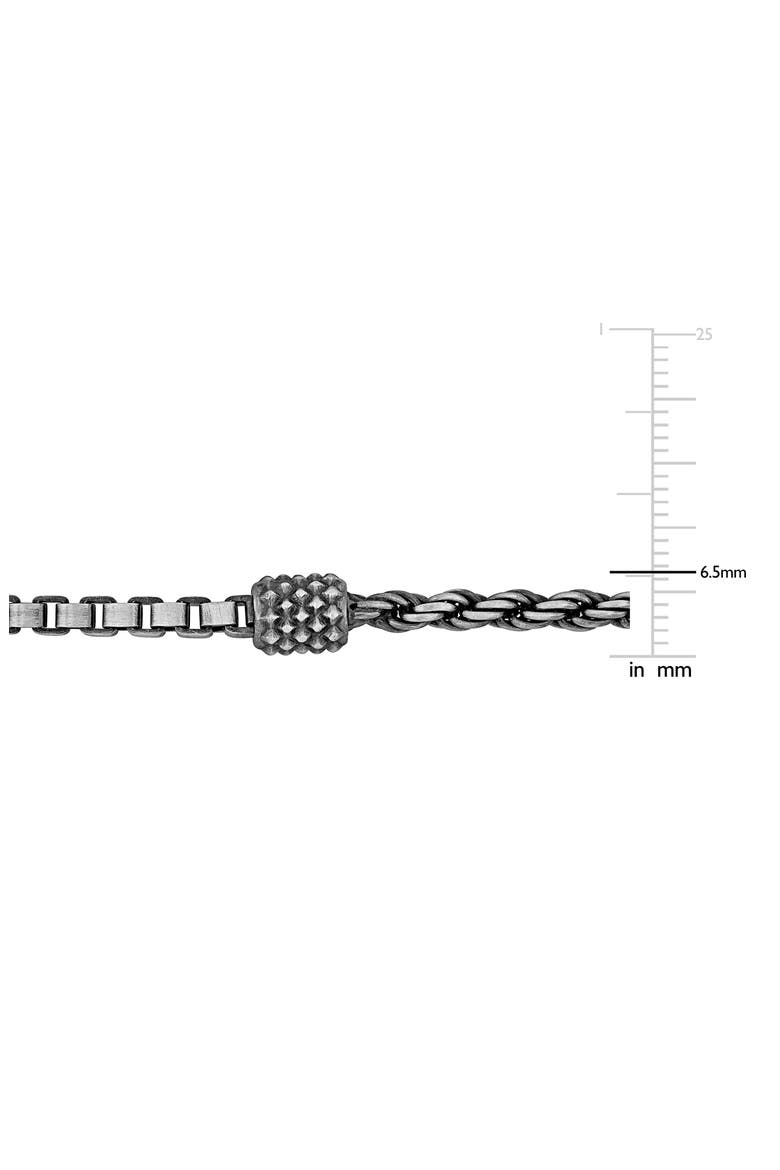 Men's Half Rope Half Box Bracelet, Alternate, color, SILVER