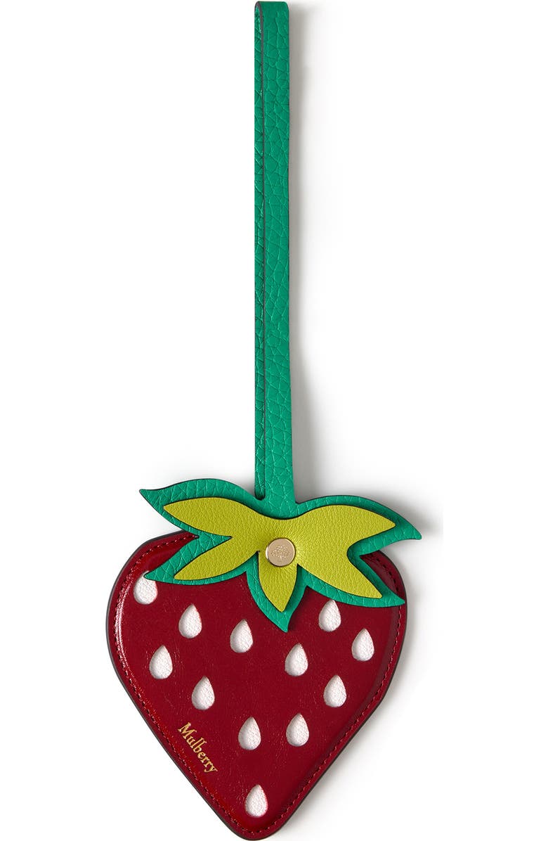 Mulberry Strawberry Leather Bag Charm, Main, color, Multi-Color