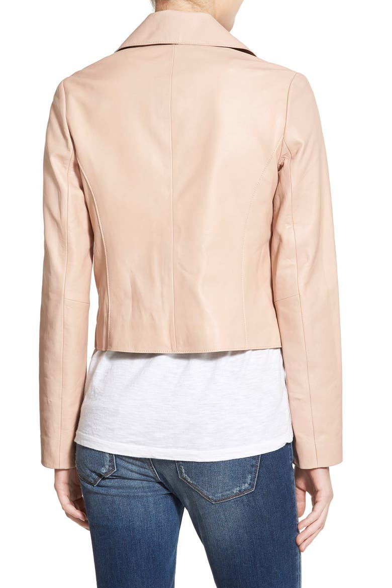 Crop Leather Jacket, Alternate, color, PINK PEACH