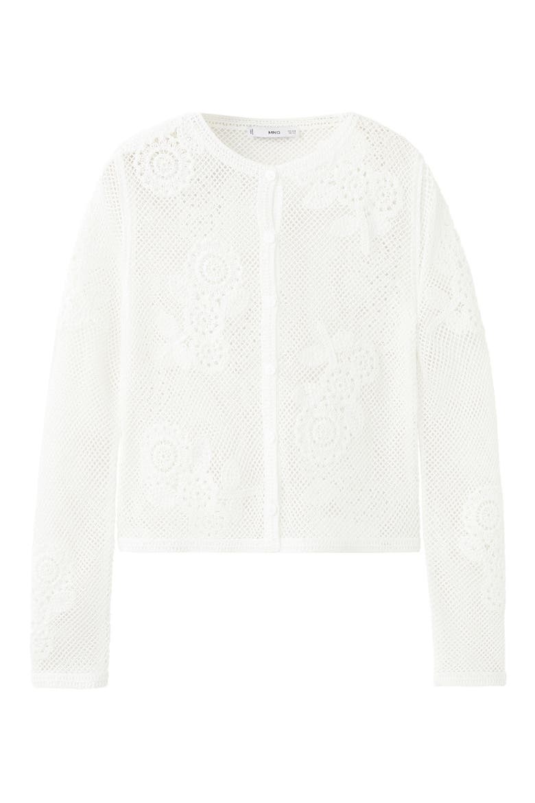 Floral Crocheted Cardigan, Alternate, color, WHITE