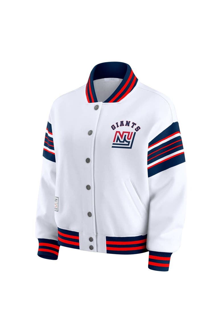 Women's WEAR by Erin Andrews White New York Giants Full-Snap Fleece Sweatshirt Jacket, Alternate, color, White