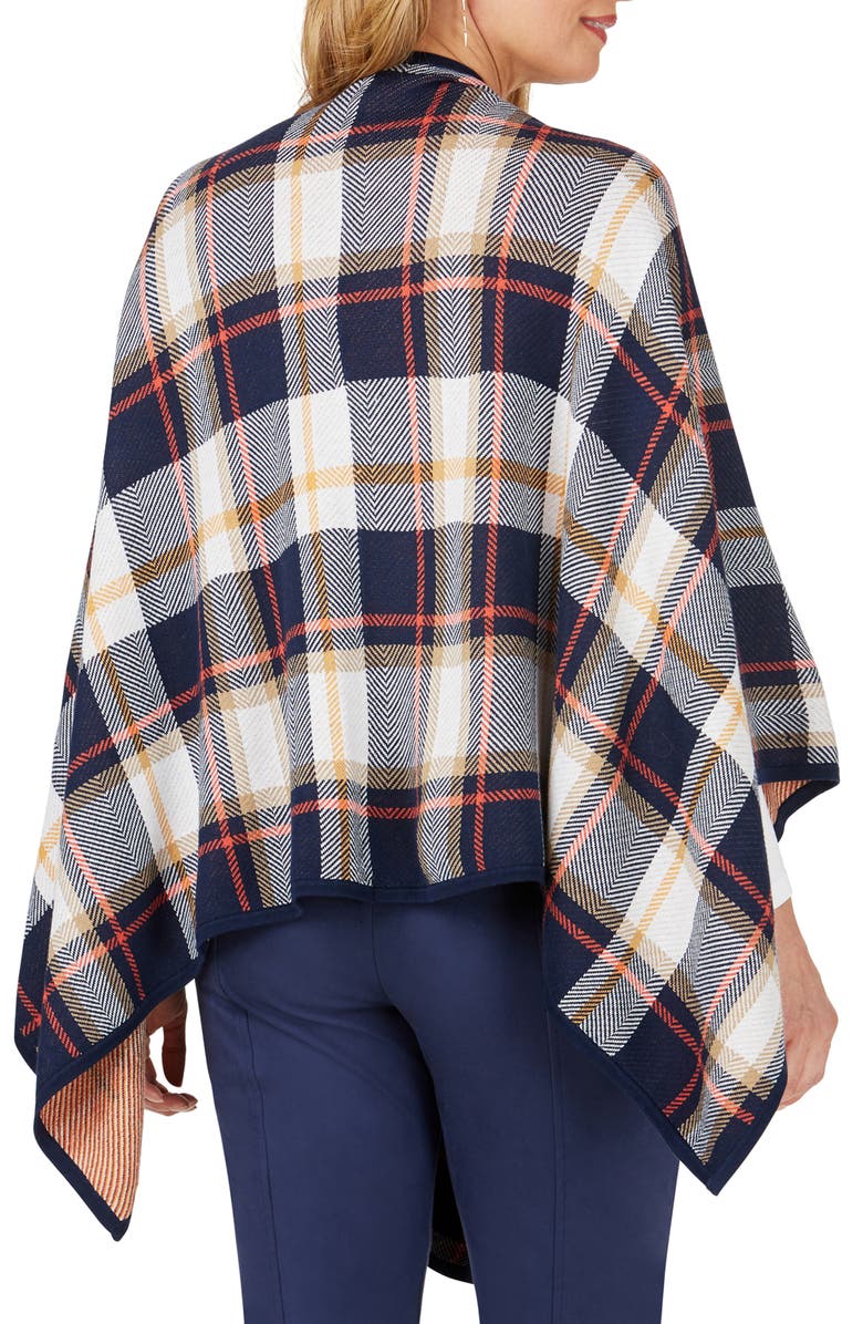 Foxcroft Walker Autumn Plaid Ruana, Alternate, color,