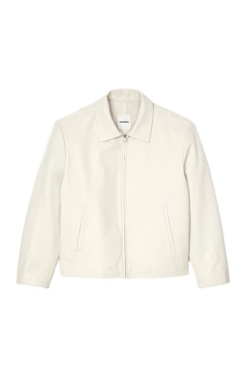 Sandro Classic Leather Jacket In Aluminum