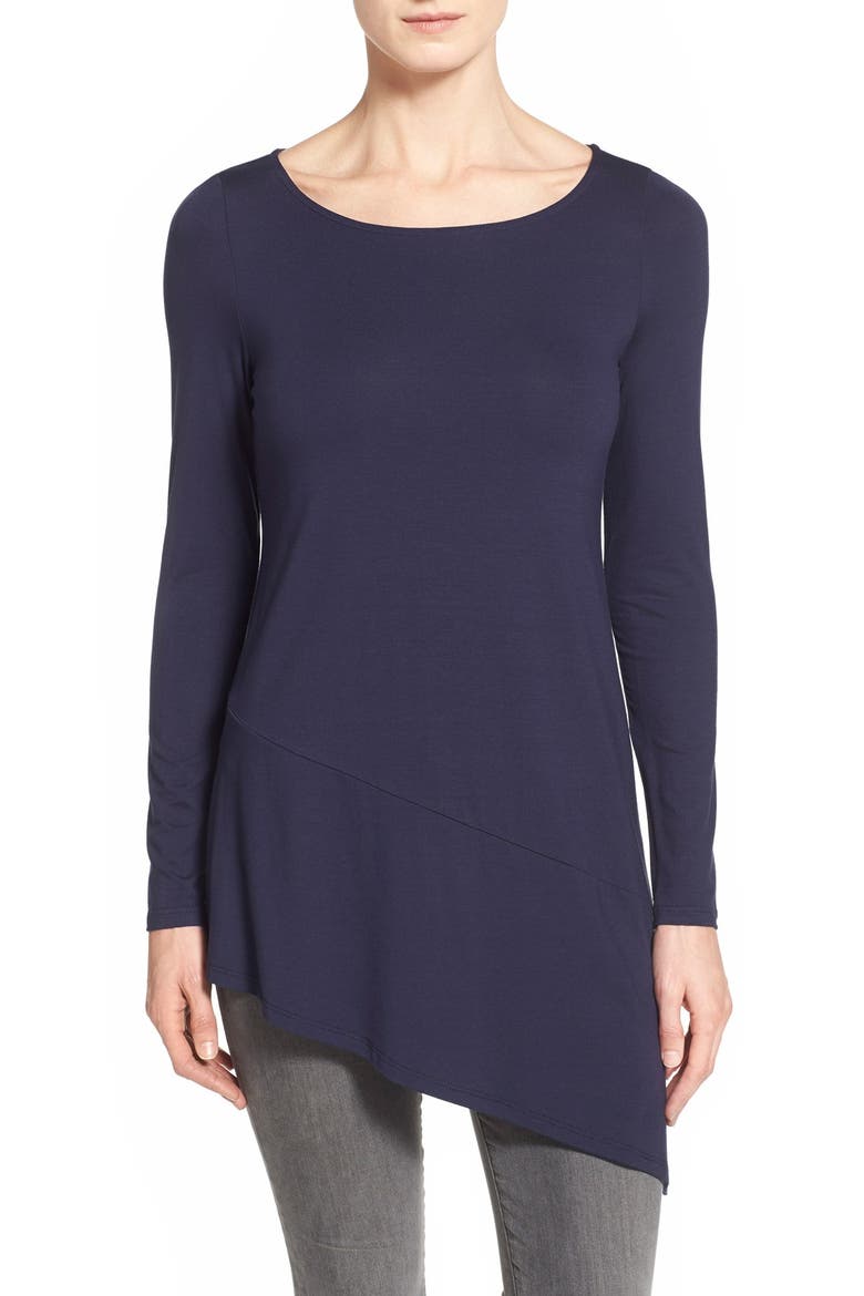 Bateau Neck Asymmetrical Jersey Tunic, Main, color, MIDNIGHT