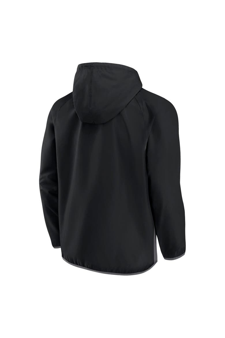 Men's Fanatics Branded  Black/Gray Brooklyn Nets Anorak Flagrant Foul Color-Block Raglan Hoodie Half-Zip Jacket, Alternate, color, Black