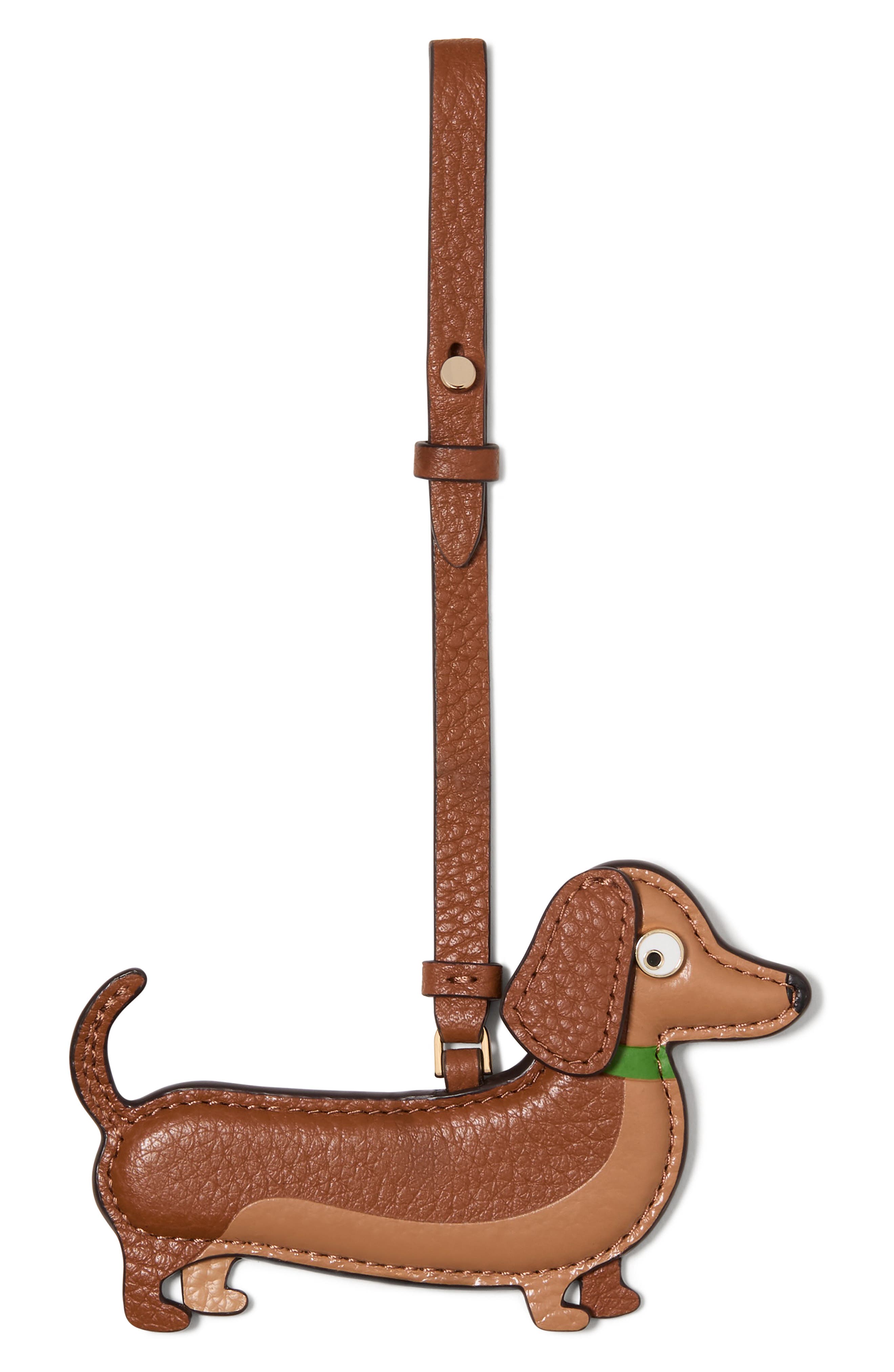 Kate Spade New York dog dangle bag charm, Main, color, Warm Gingerbread.