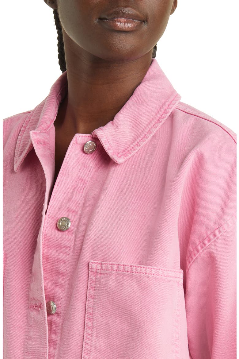 Oversize Denim Shirt Jacket, Alternate, color, BRIGHT PINK