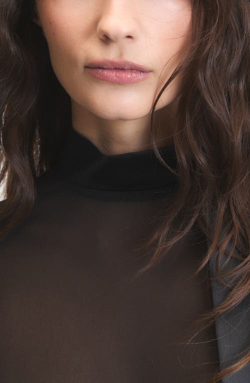 Deluc Carter Sheer Mock Neck Top In Black