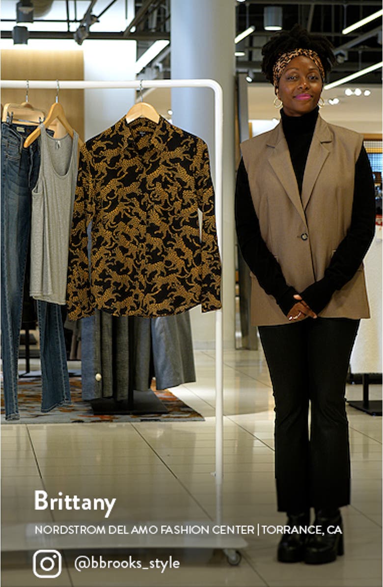 Kate Lynx Print Silk Button-Up Blouse, sales video thumbnail