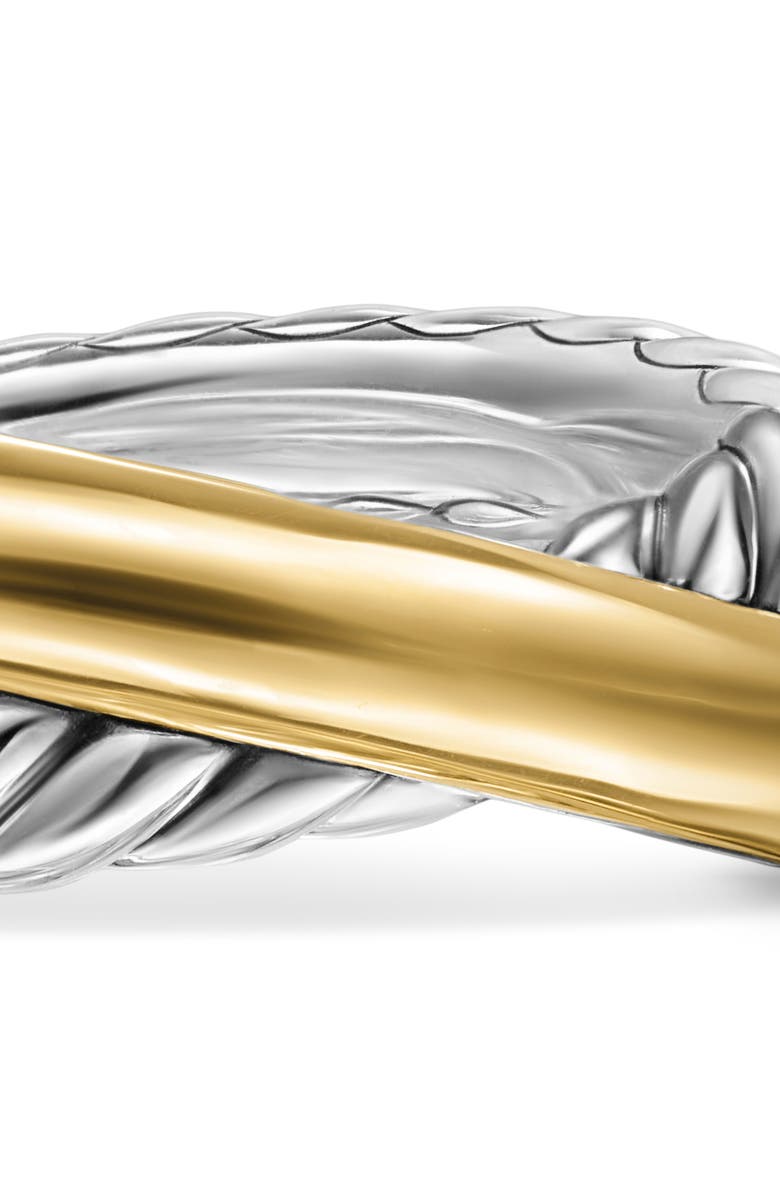 David Yurman Crossover Two-Row Ring in Sterling Silver with 14K Yellow Gold, 7.5mm, Alternate, color, Sterling Silver/ 14K Gold - 6