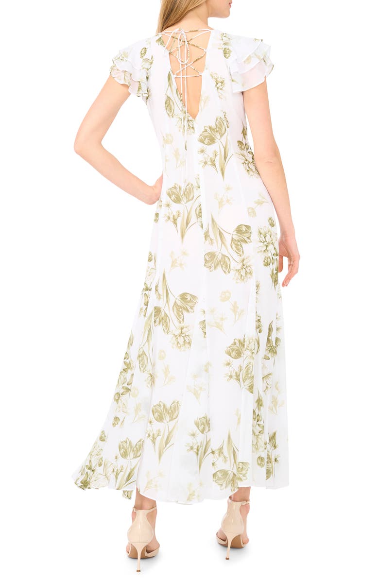 1.STATE Flutter Sleeve Godet Dress, Alternate, color, Grasshopper Green