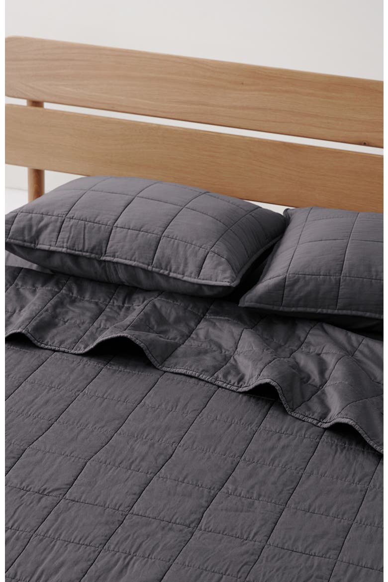 Organic Quilted Sham 2-Pack, Alternate, color, Charcoal