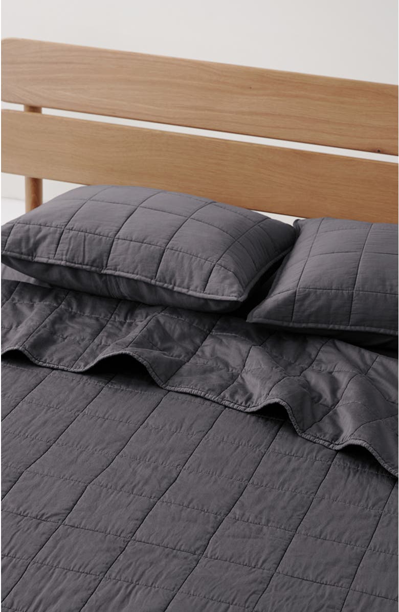 Pact Organic Cotton Organic Quilted Sham 2-Pack, Alternate, color, Charcoal
