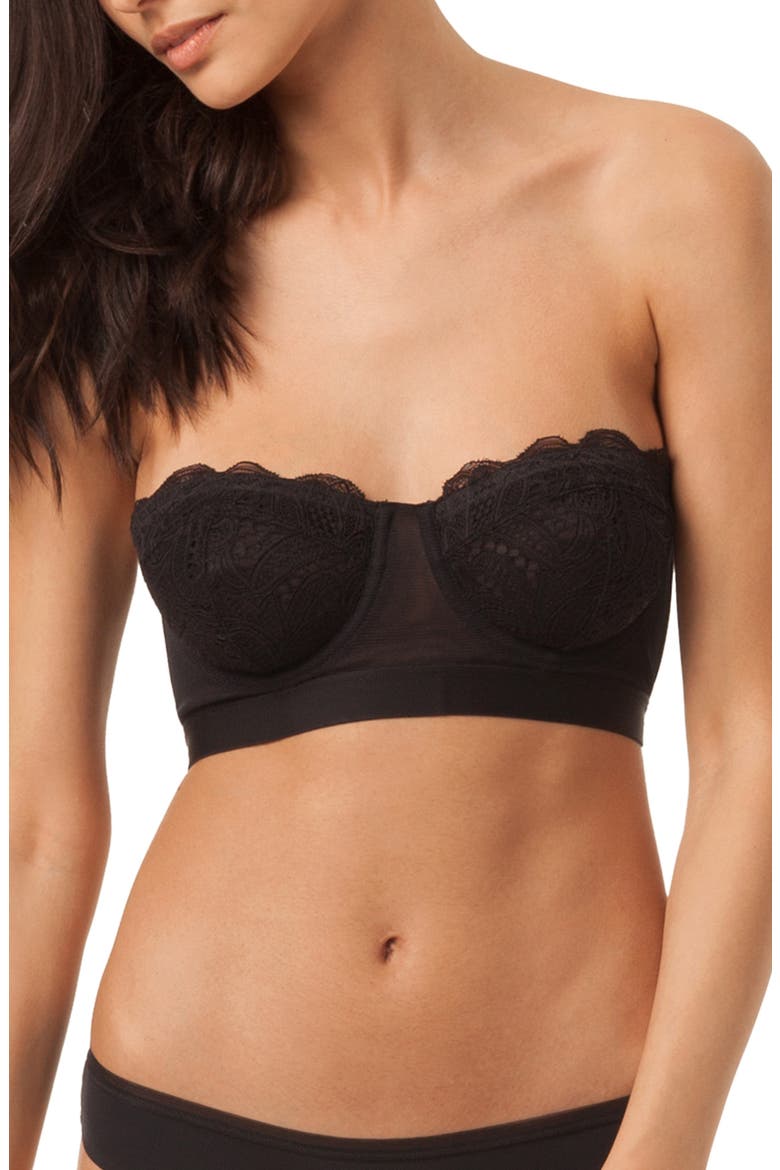 The Lace Strapless Bra, Main, color, JET BLACK
