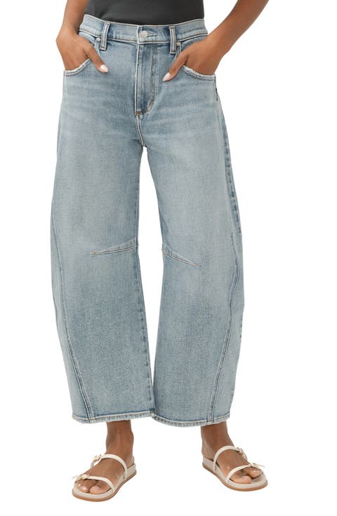 Horseshoe High Waist Crop Barrel Jeans (Rhapsody)