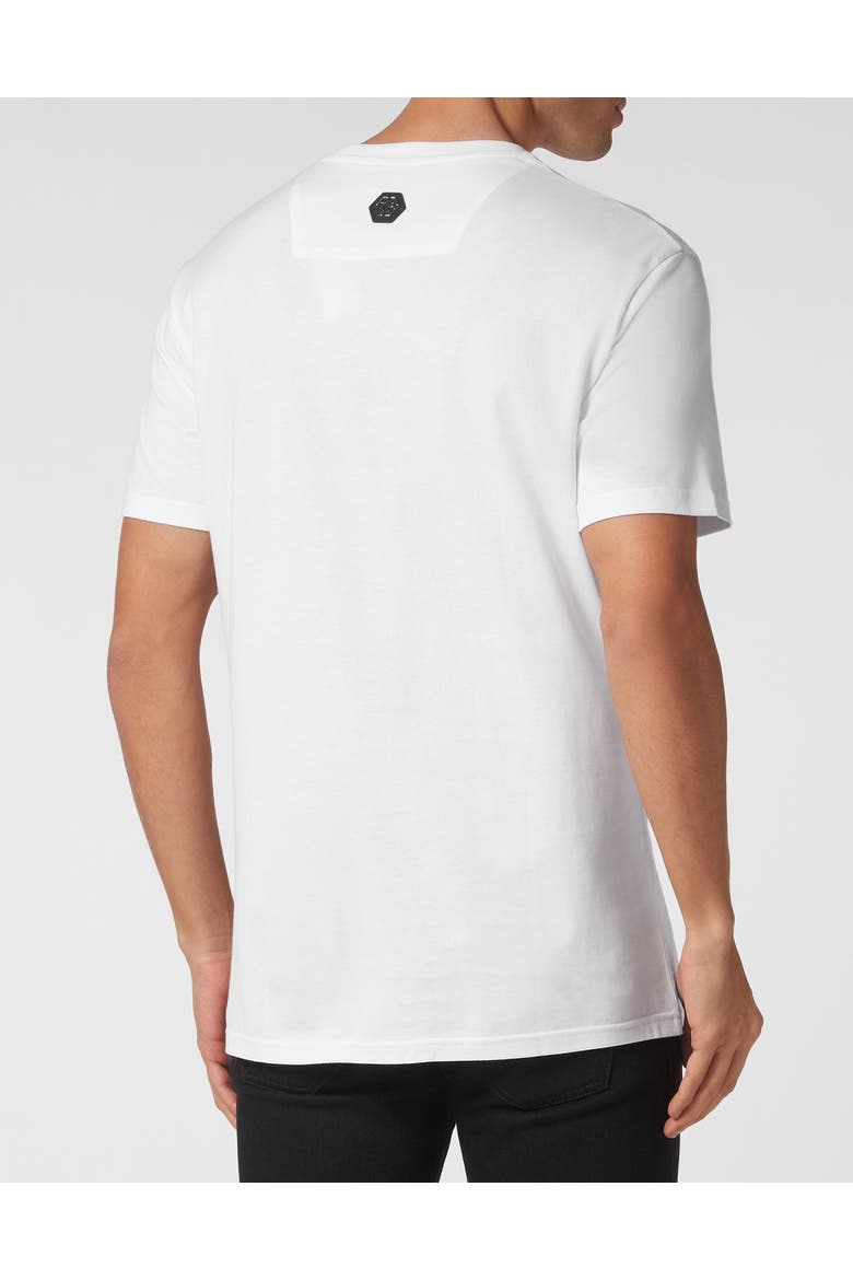 T-Shirt Round Neck Ss With Crystals Dripping Skull Men, Alternate, color, white