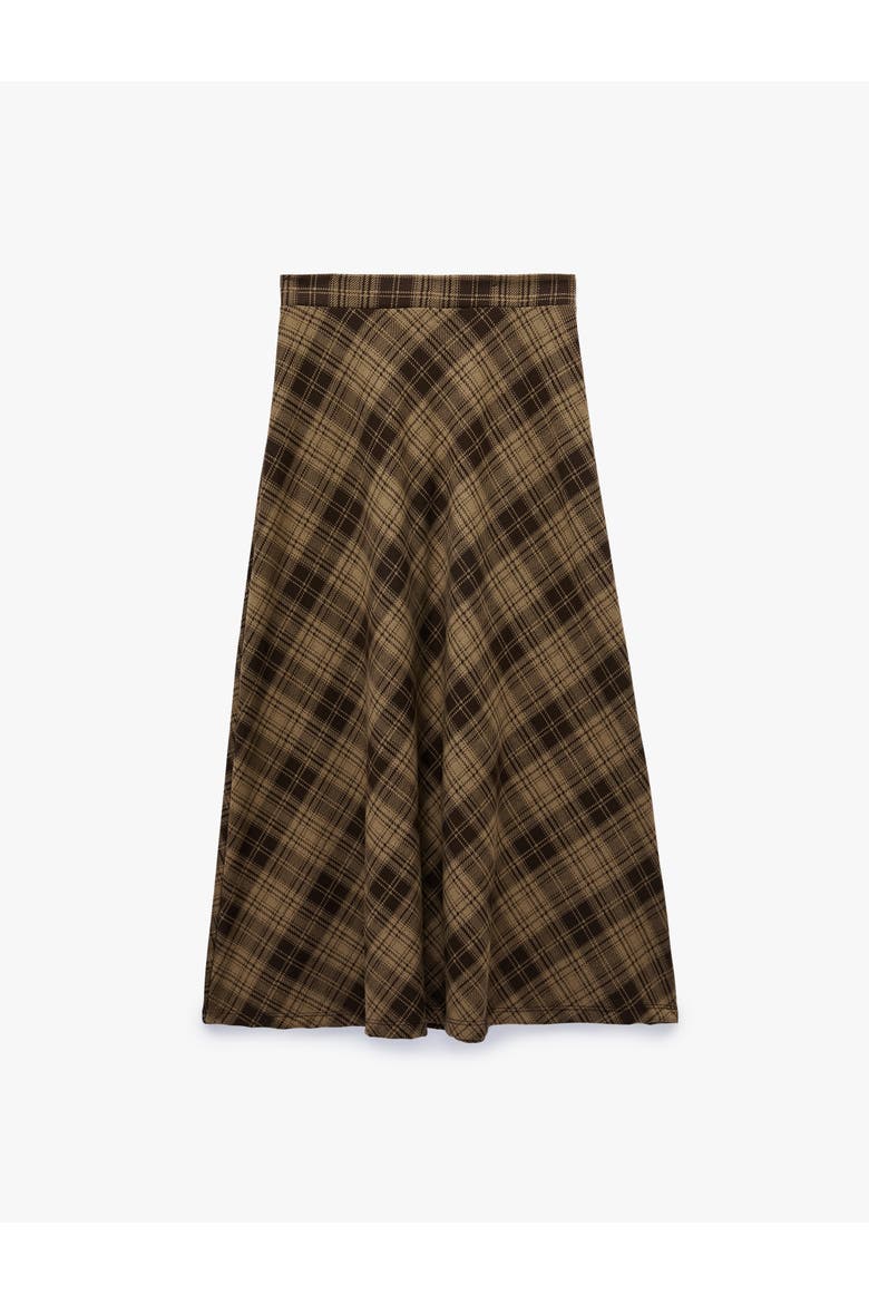Flared Checked Skirt, Alternate, color, BROWN DESIGN