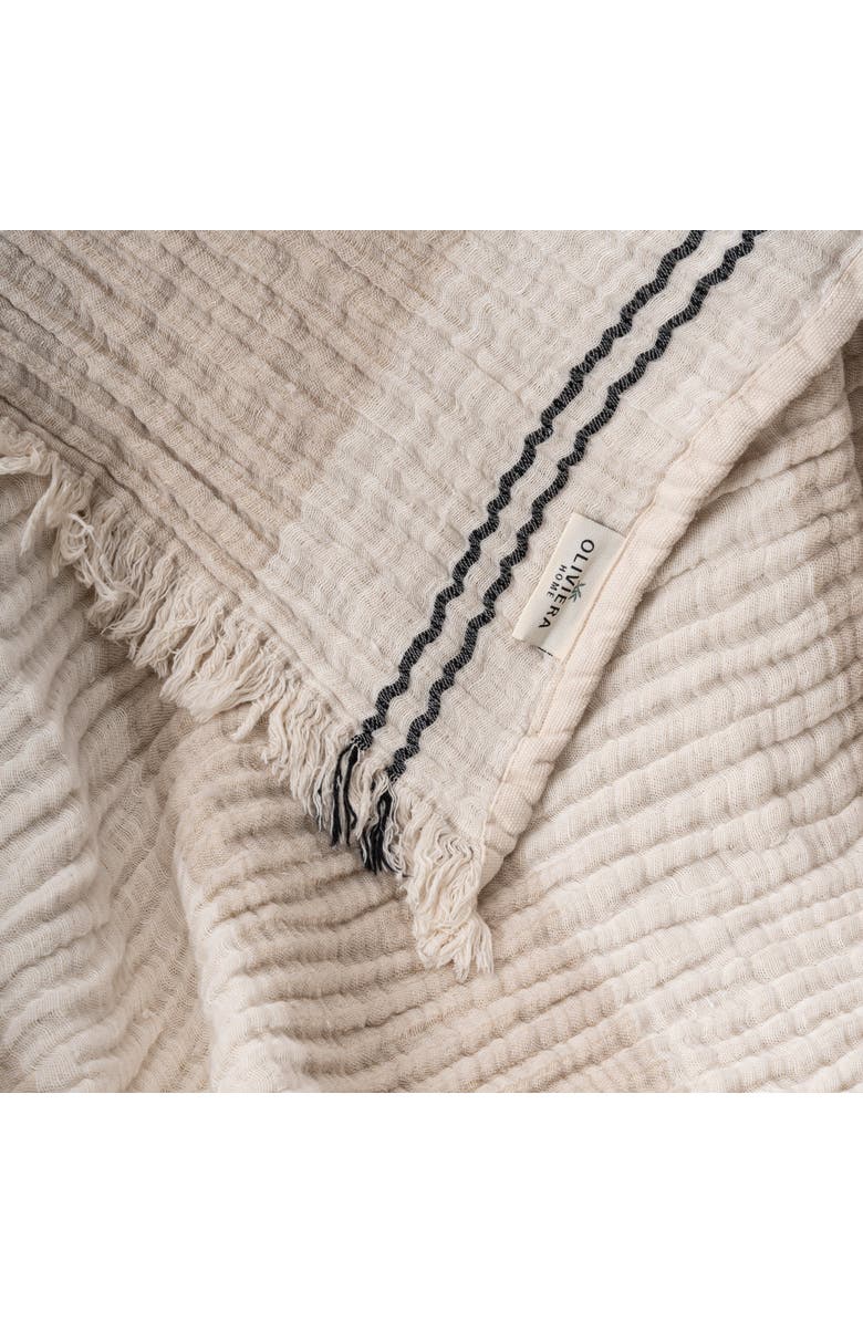 Home and Loft Soho Supersoft 4-Layer LinenCotton Gauze Throw, Alternate, color, Sand