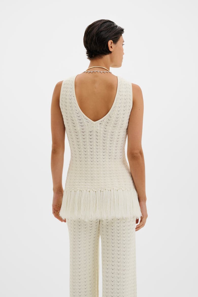 Amal Knitted Fringe Top, Alternate, color, White