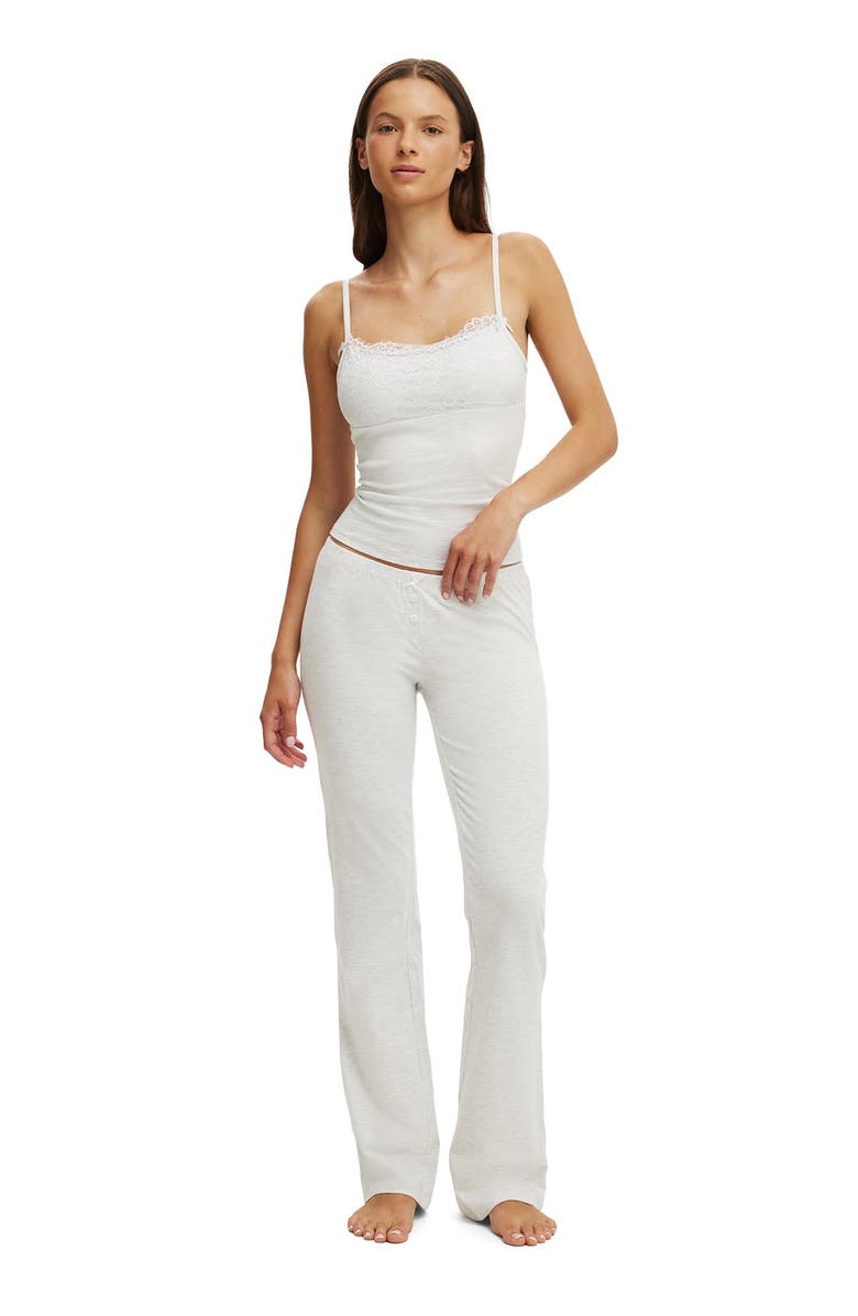 COTTON ON BODY Women's Dreamy Soft Lace Overlay Cami, Alternate, color, Light Grey Marle