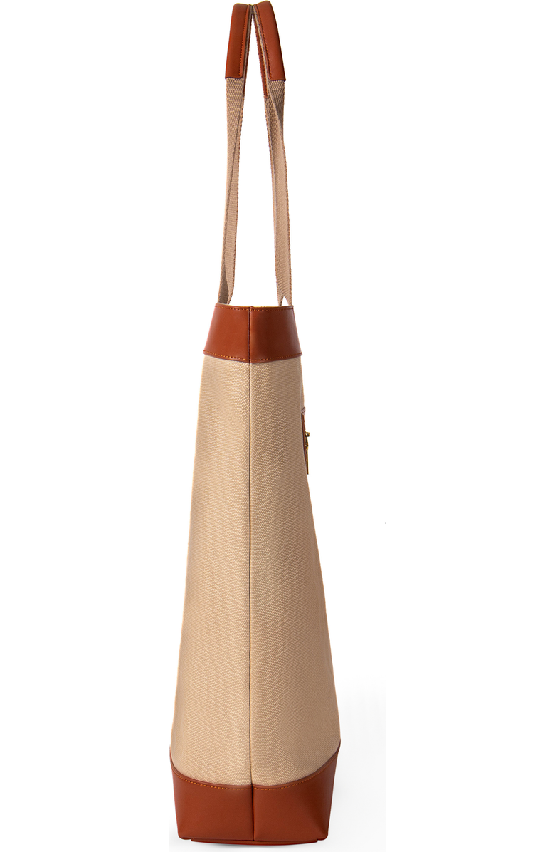 JURGI Everything Tote in Canvas and Leather, Alternate, color, Beige