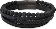 HMY JEWELRY Mens' Multi-Strand Bead & Braided Leather Bracelet