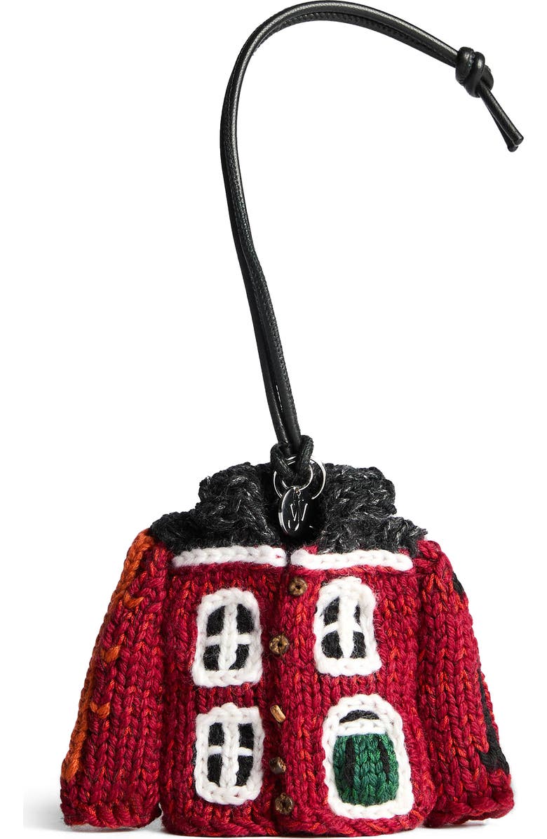 JW Anderson House Cardigan Wool & Cotton Bag Charm, Main, color, Dark Brown