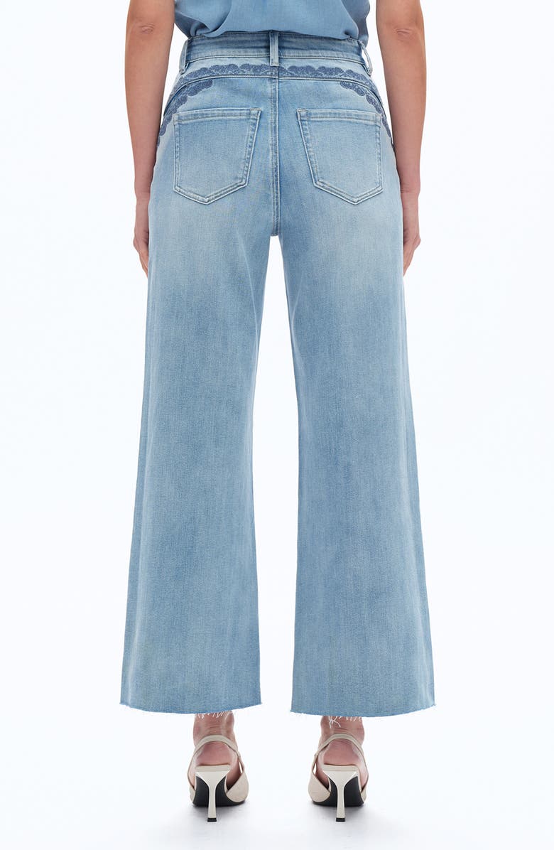 Bayeas Patchwork Embroidered High Waist Crop Jeans, Alternate, color, Medium Blue