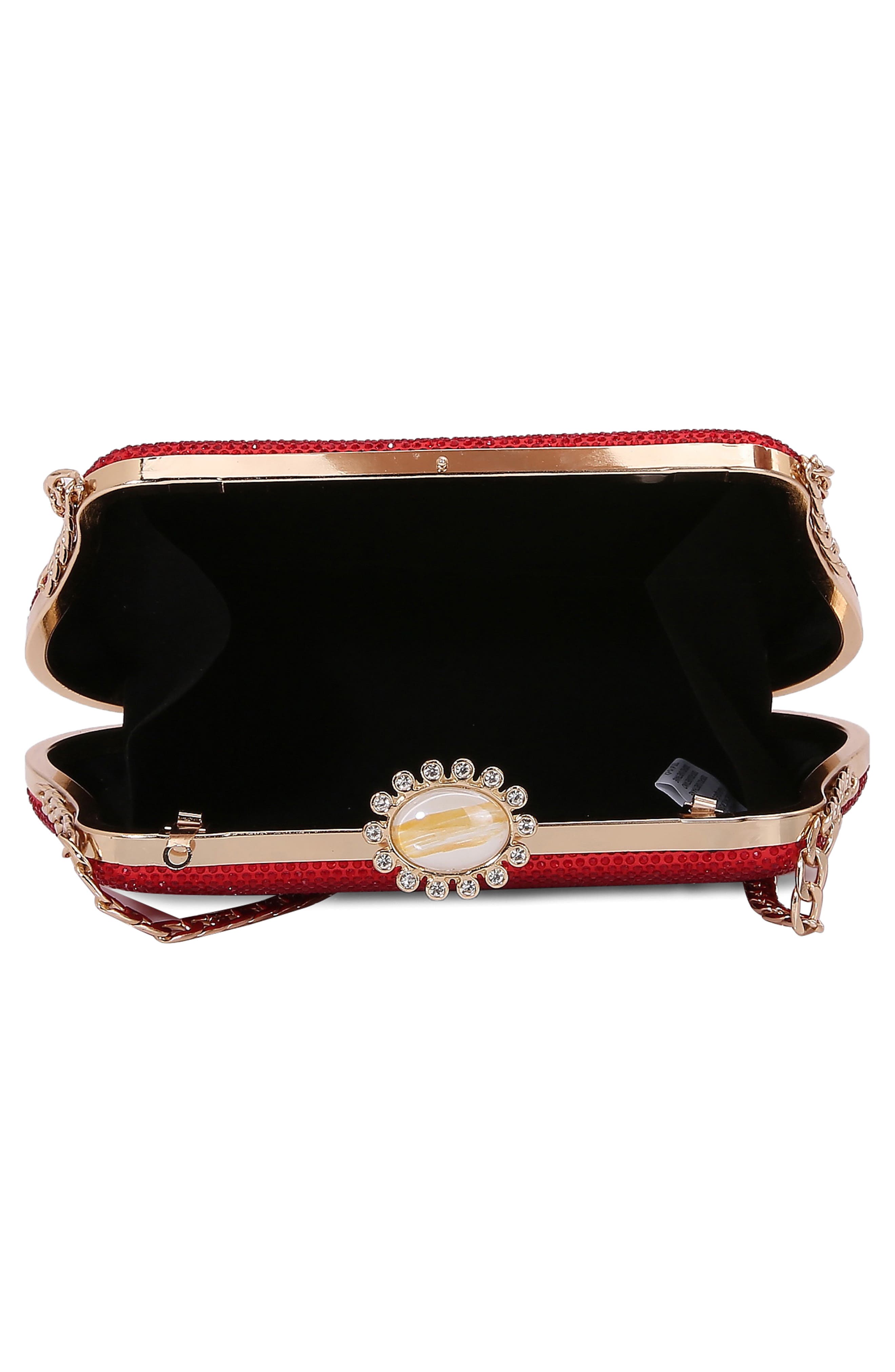 Rhinestone Frame Handbag, Alternate, color, RED