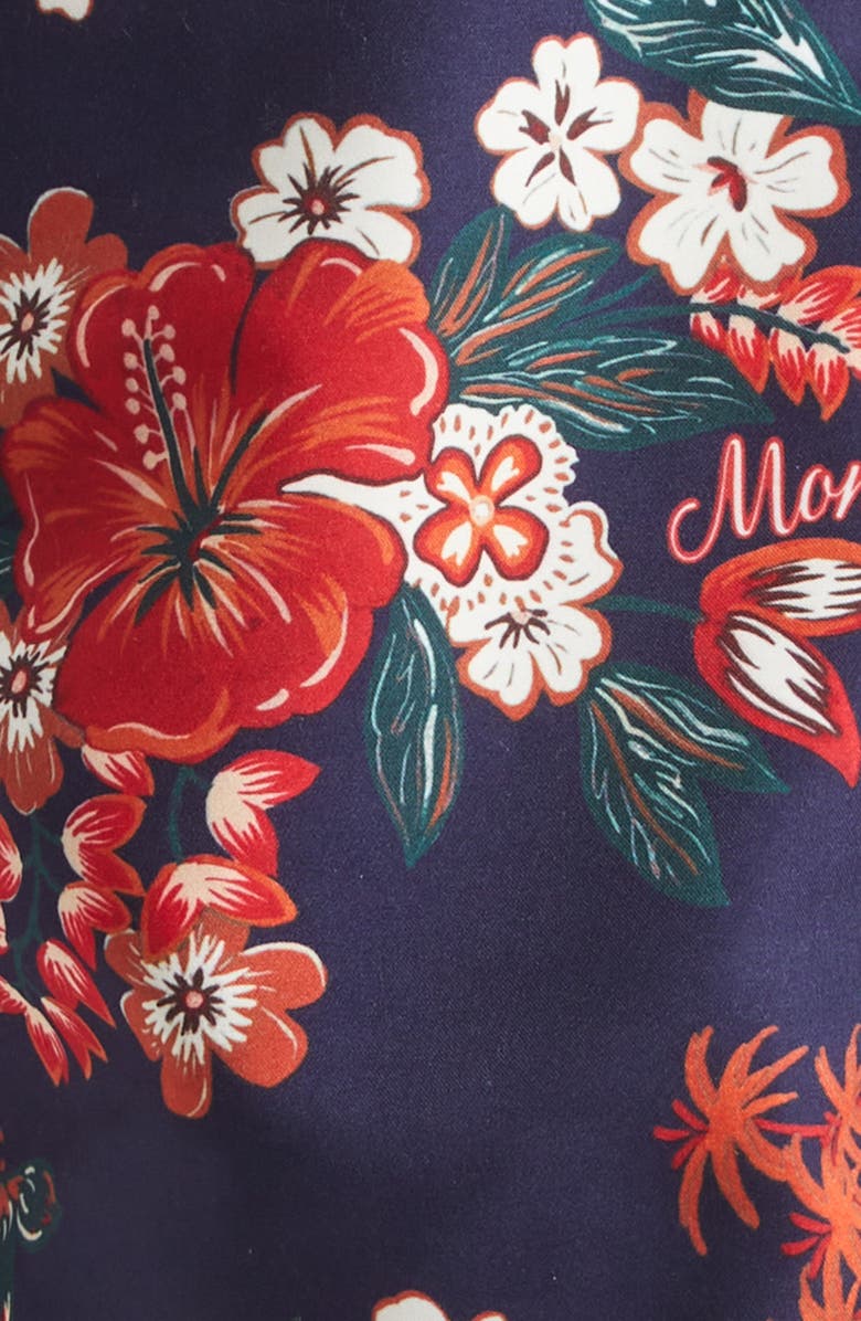 Moncler Floral Swim Trunks, Alternate, color, Navy/ Red Floral
