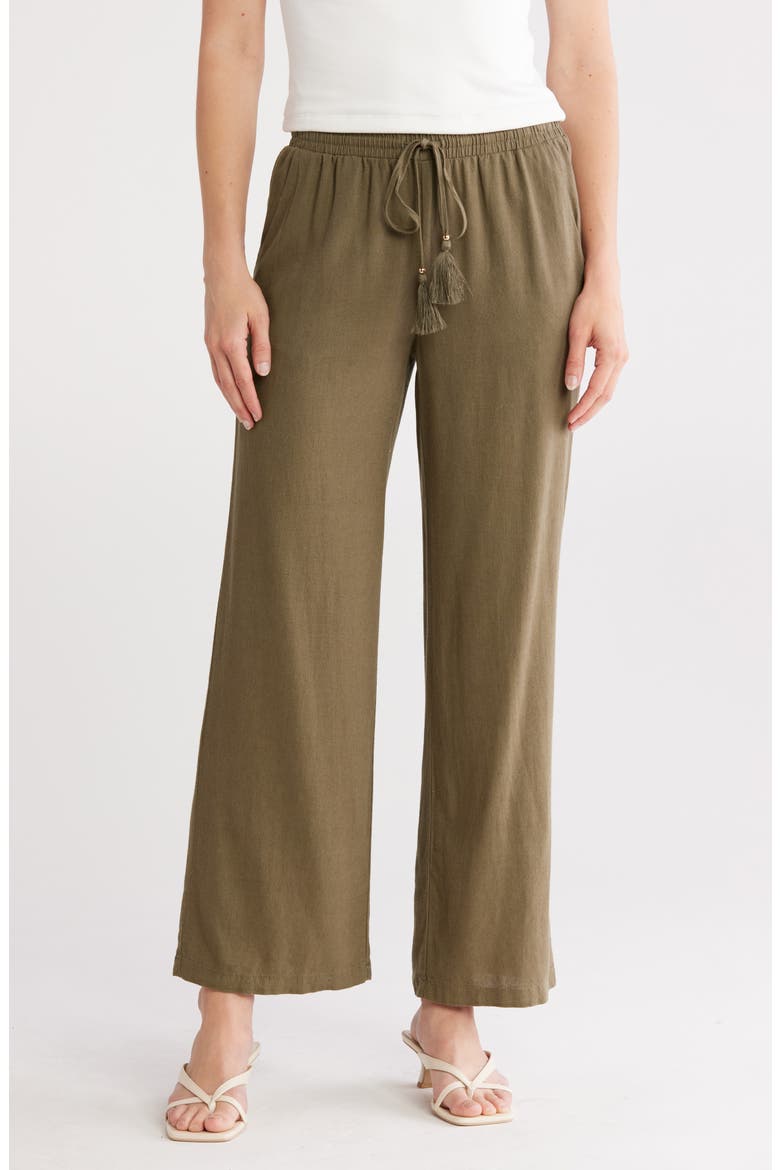 Wide-Leg Pants, Main, color, LT OLIVE
