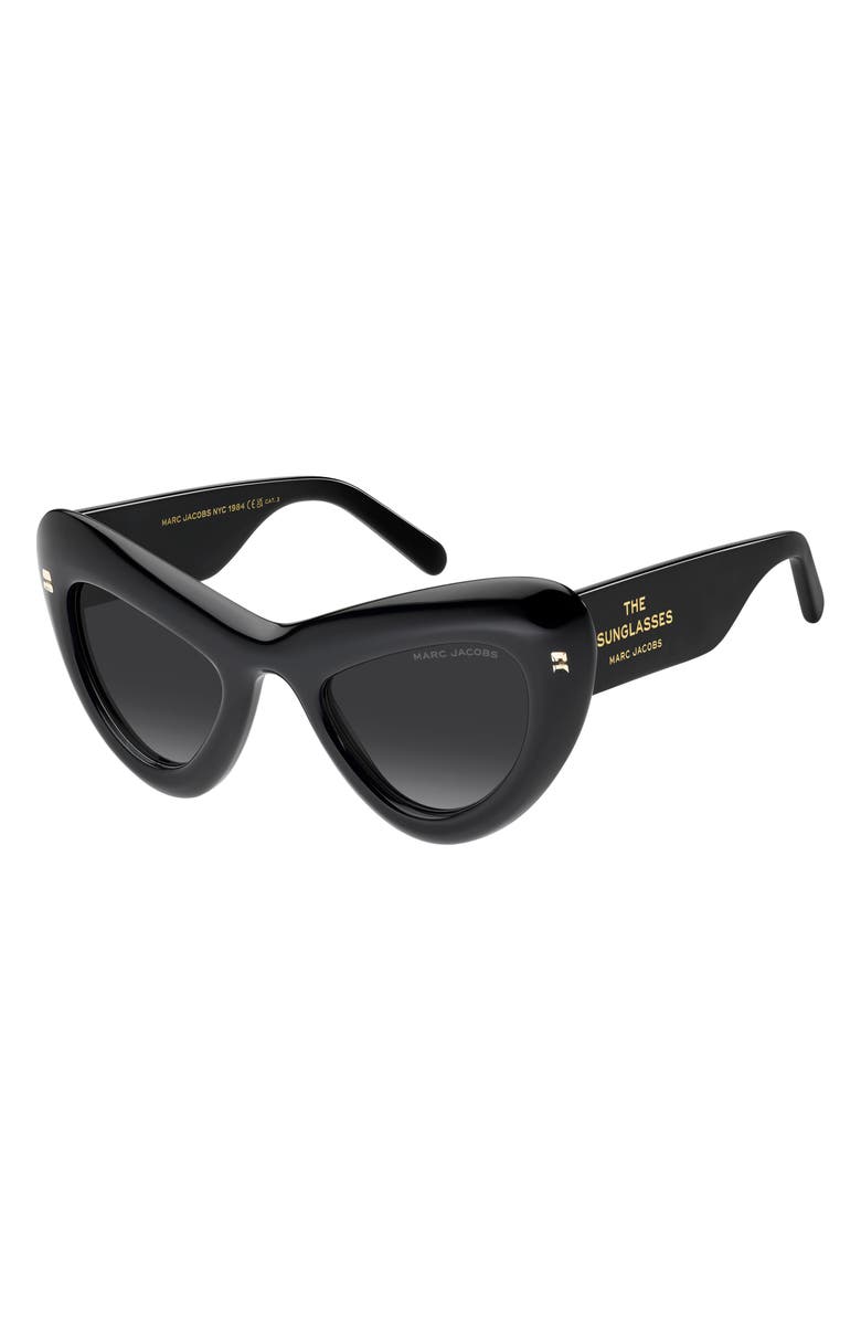 Marc Jacobs 48mm Gradient Small Cat Eye Sunglasses, Alternate, color, Crystal Black/ Dark Grey Sf