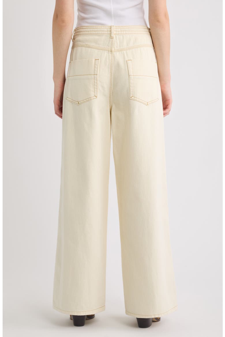 Drawstring High Waist Cotton Wide Leg Pants, Alternate, color, OFF WHITE