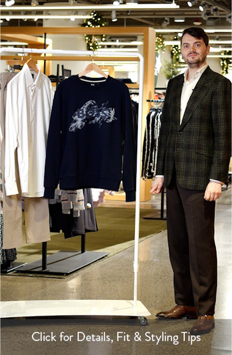 Soleri Abstract Graphic Cotton Fleece Crewneck Sweatshirt, sales video thumbnail