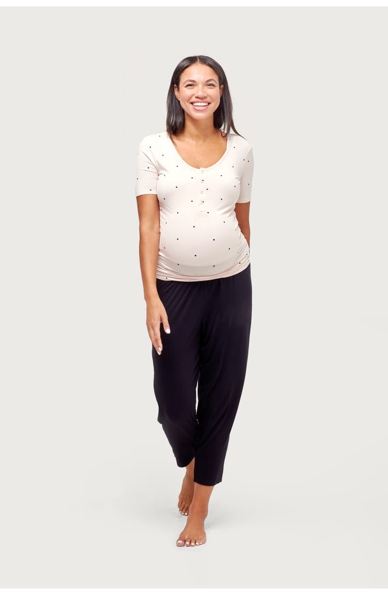 Nom Maternity Rhys Maternity & Nursing Soft PJ Tee, Main, color, Gardenia Dot