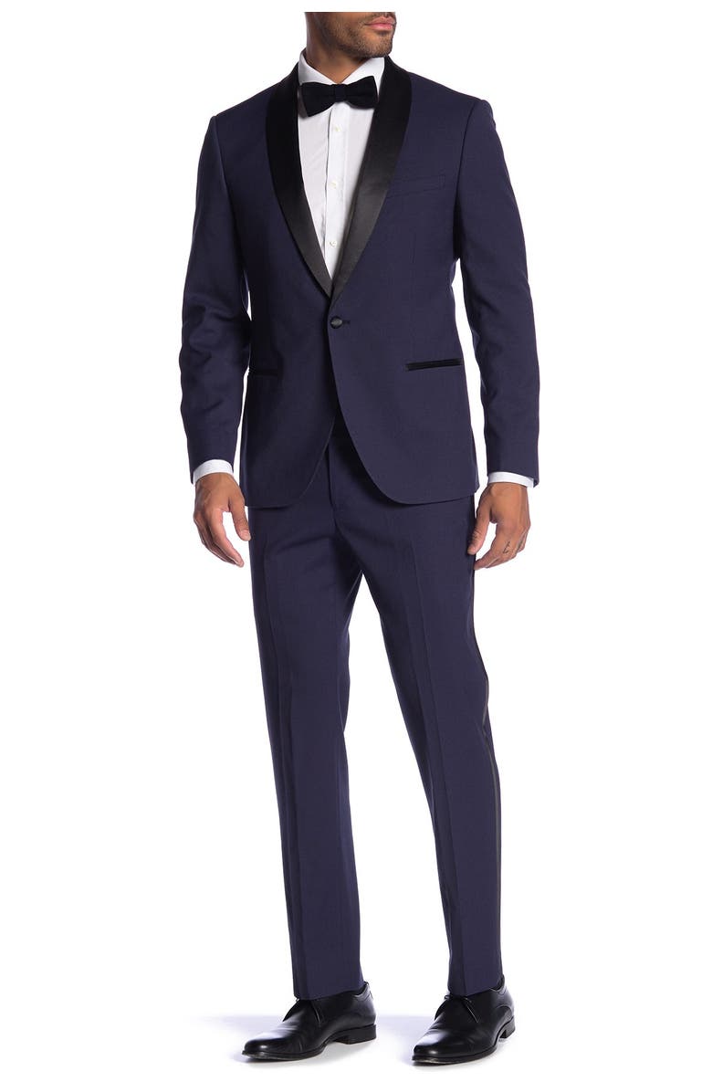 SAVILE ROW CO Essex Purple Slim Fit Tuxedo Pants - 30-34" Inseam, Alternate, color, Purple