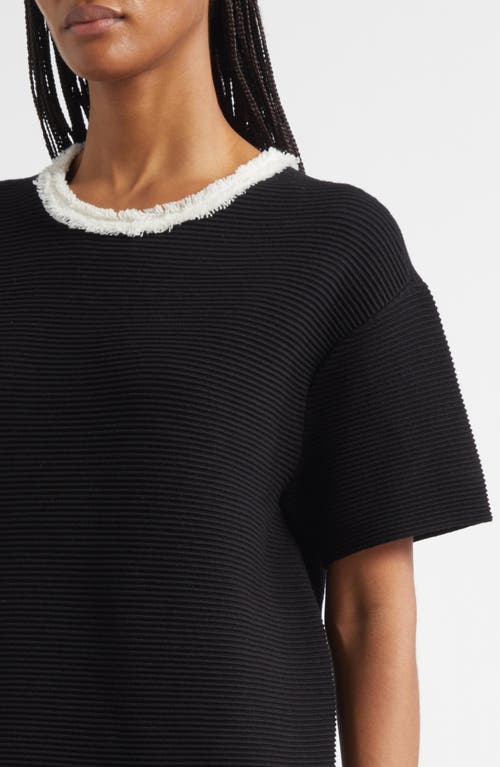 Emporio Armani Fringe-trim Ottoman Shift Dress In Black