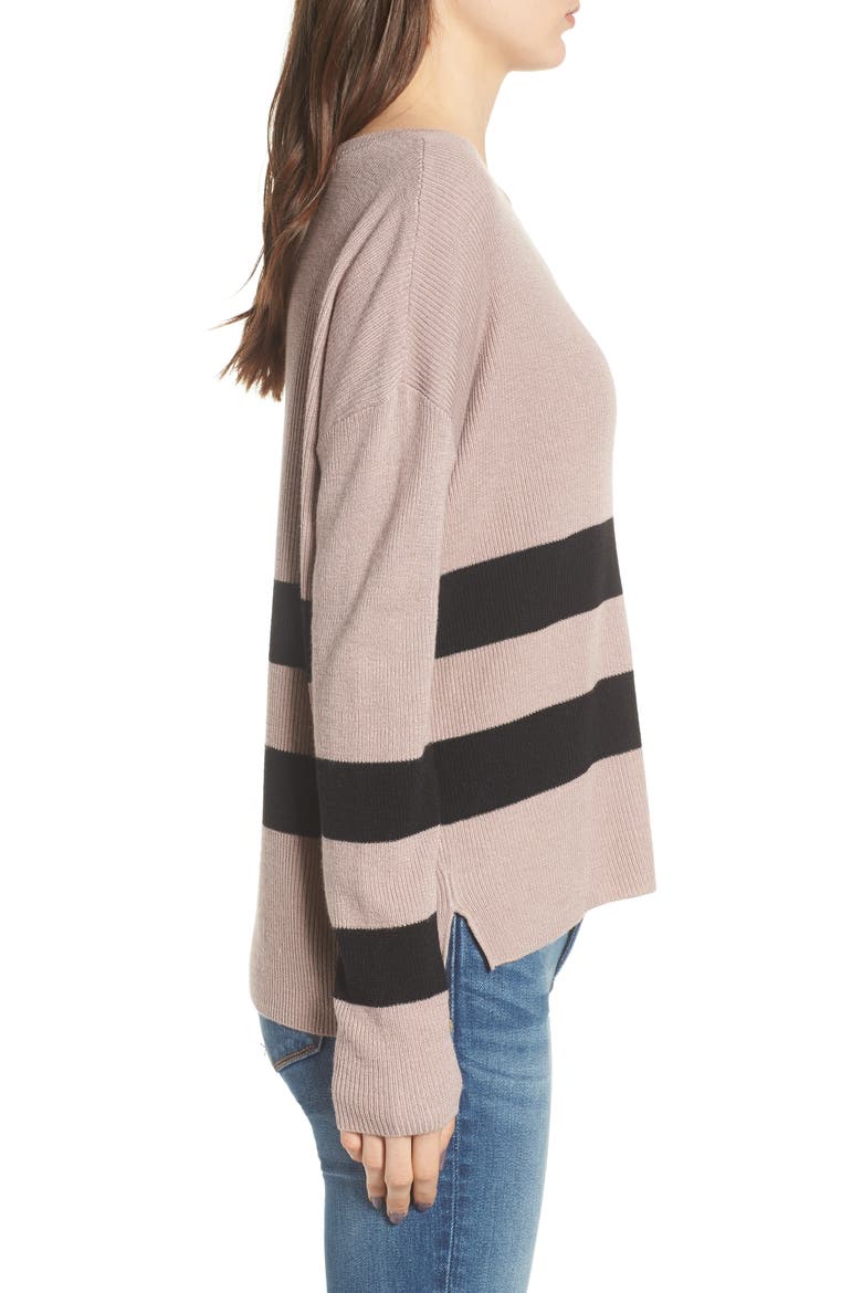 Varsity Stripe Sweater, Alternate, color, GREY BARK KENZIE STRIPE