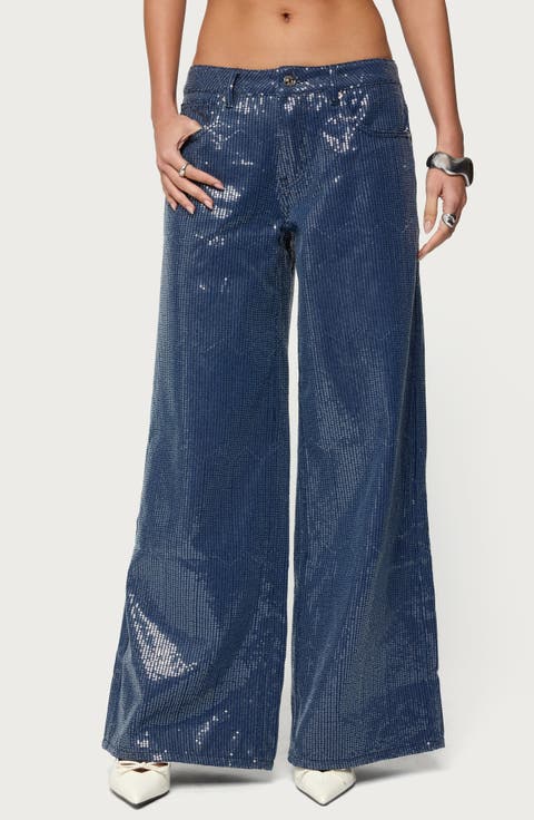 Mirella Sequin Wide Leg Jeans
