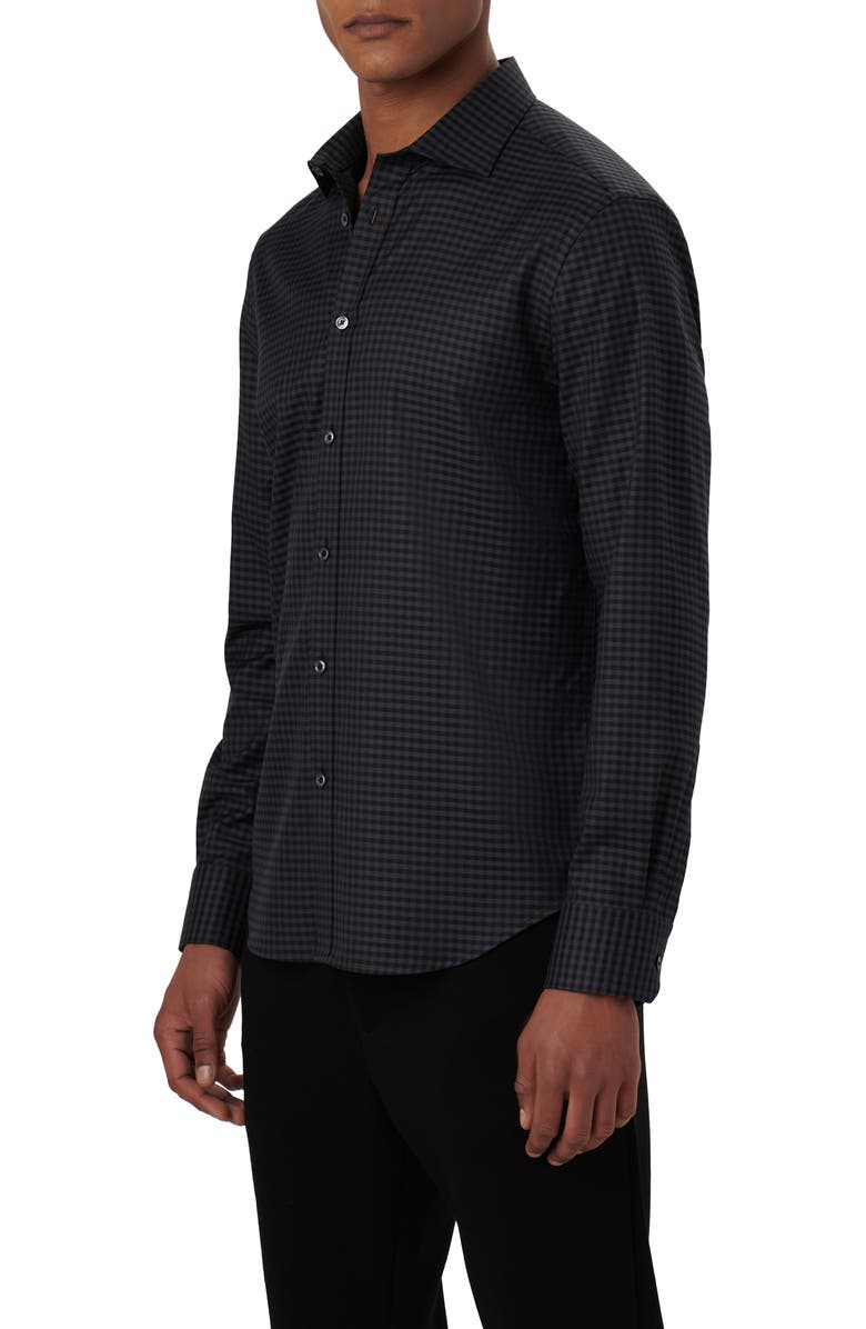 Bugatchi Axel Shaped Fit Gingham Stretch Cotton Button-Up Shirt, Alternate, color,