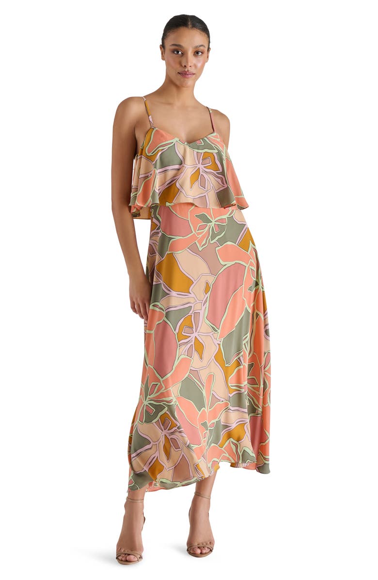 Steve Madden Sakura Popover Satin Dress, Alternate, color, Coral Pink