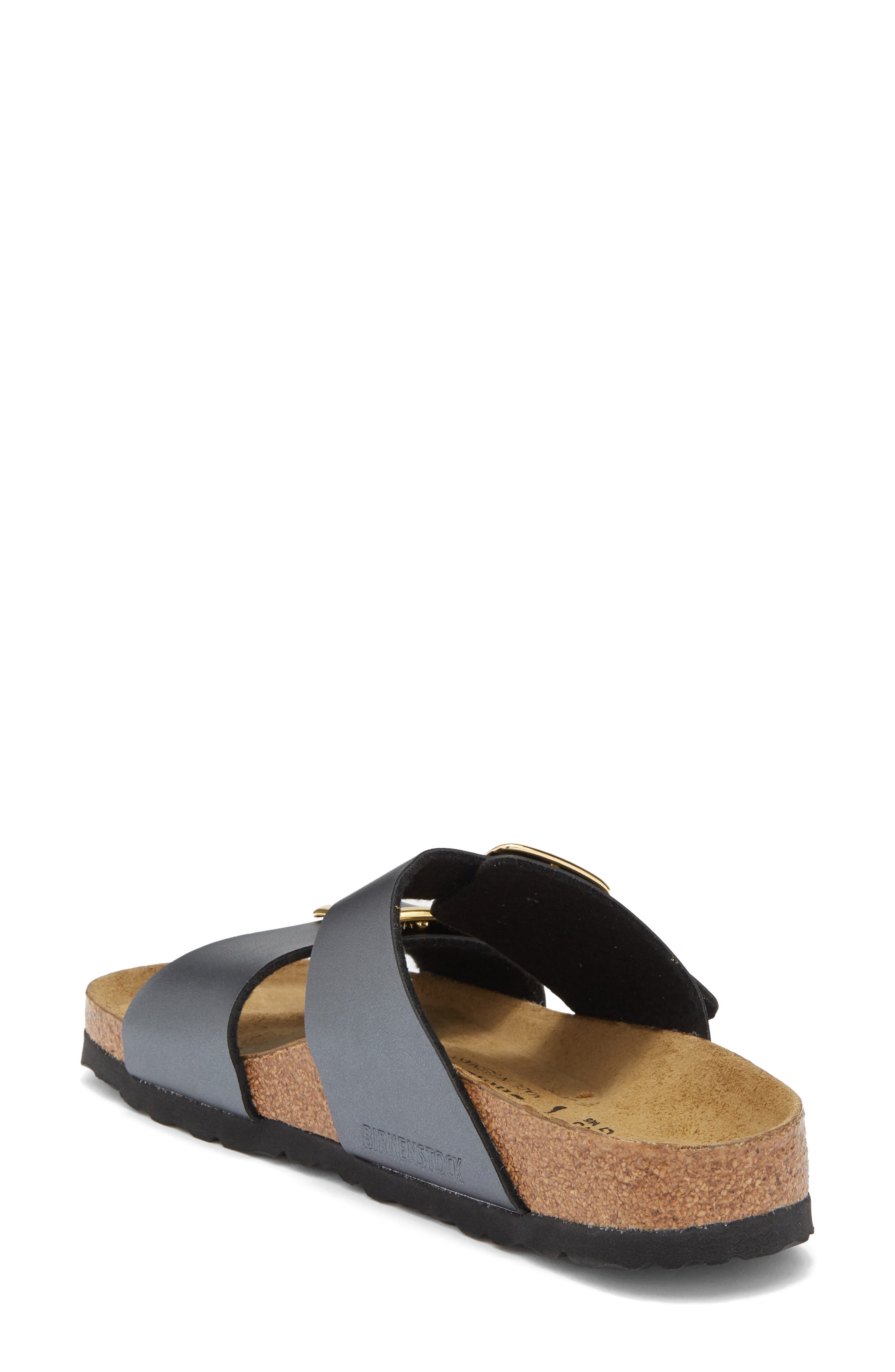 Sydney Luxe Buckle Slide Sandal, Alternate, color, BLACK METALLIC