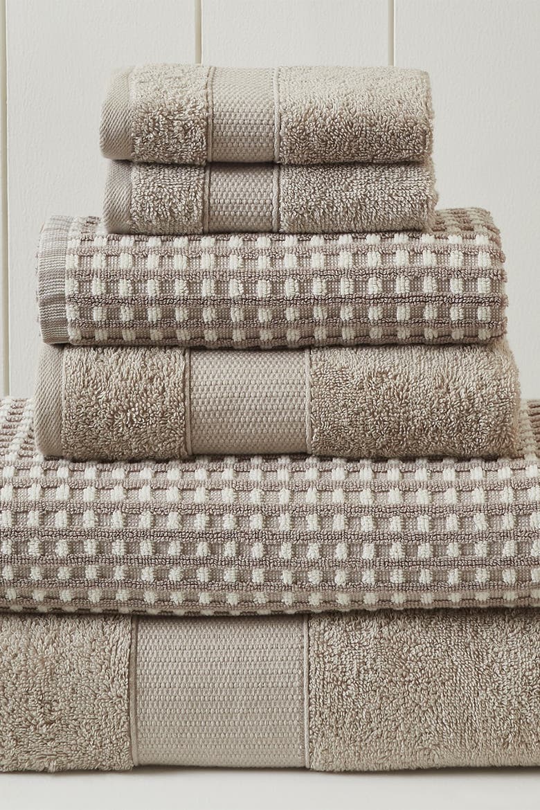 Luxury Spa Cobblestone Quick Dry 6-Piece Towel Set - White, Alternate, color, FLAX