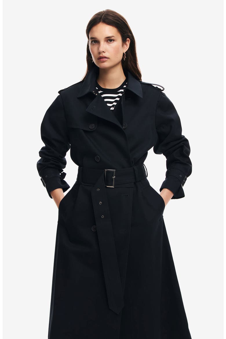 Vilma Cotton Twill Trench Coat, Alternate, color, BLUE