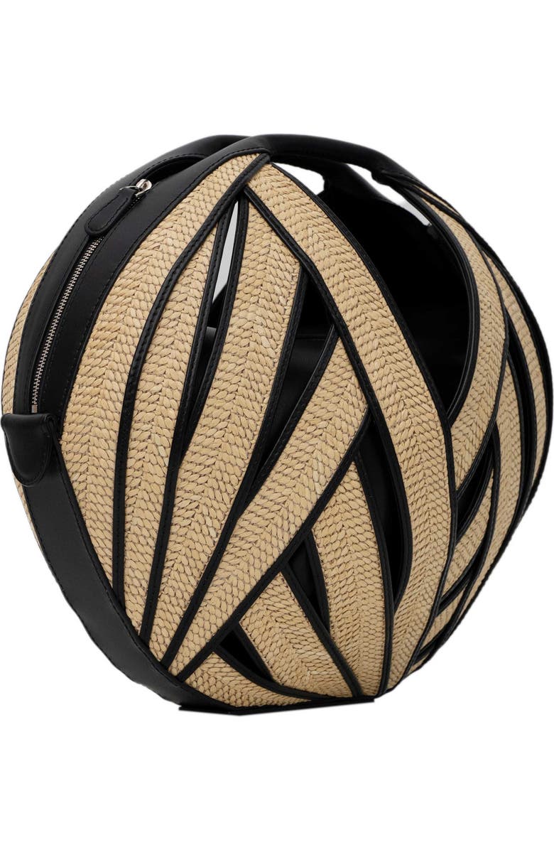 PERRIN PARIS Le Panier Handbag Raphia, Alternate, color, Raphia Beige / Black