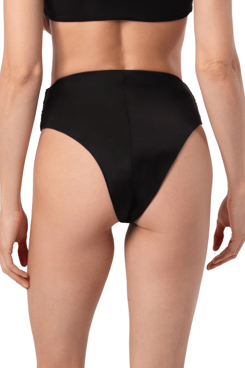 Celeste Hand Beaded High Waisted Bikini Bottom, Alternate, color, Black